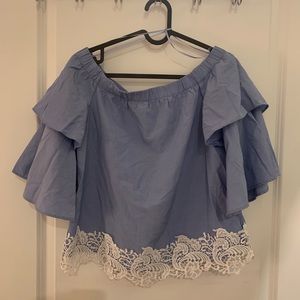 Zara Off Shoulder Top with Lace Details M